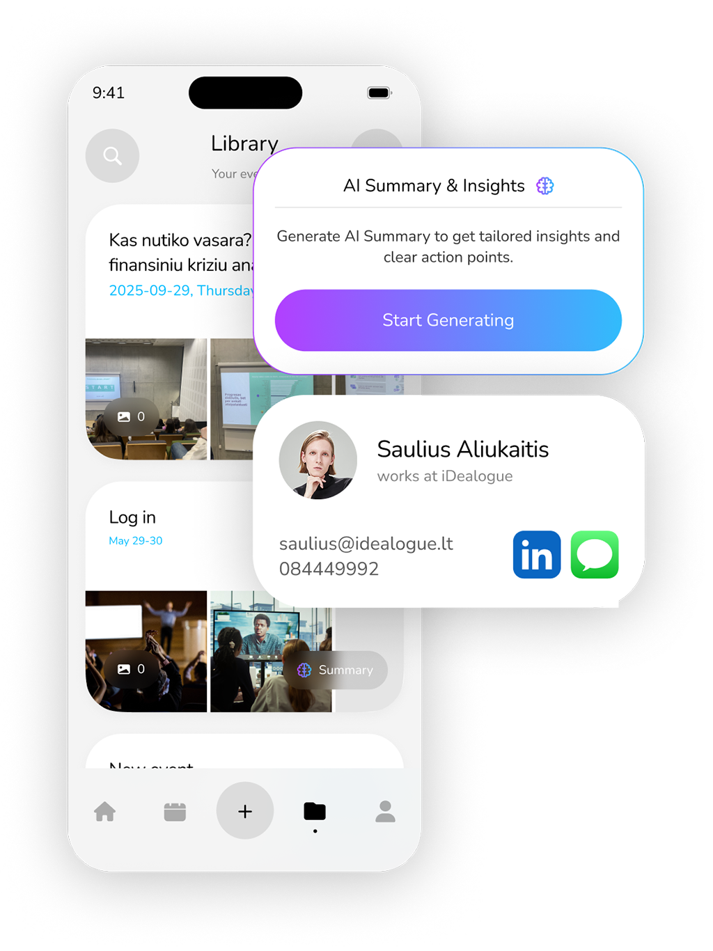 ConCapture AI photo-to-notes feature showing slide capture and AI summary generation